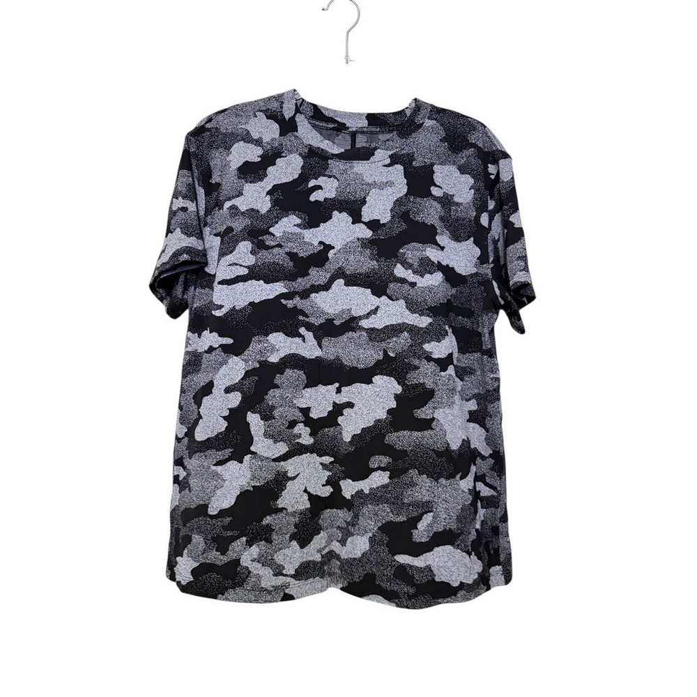 Lululemon All Yours Short Sleeve Training Tee Black Grey Camo Crew Neck Women 10